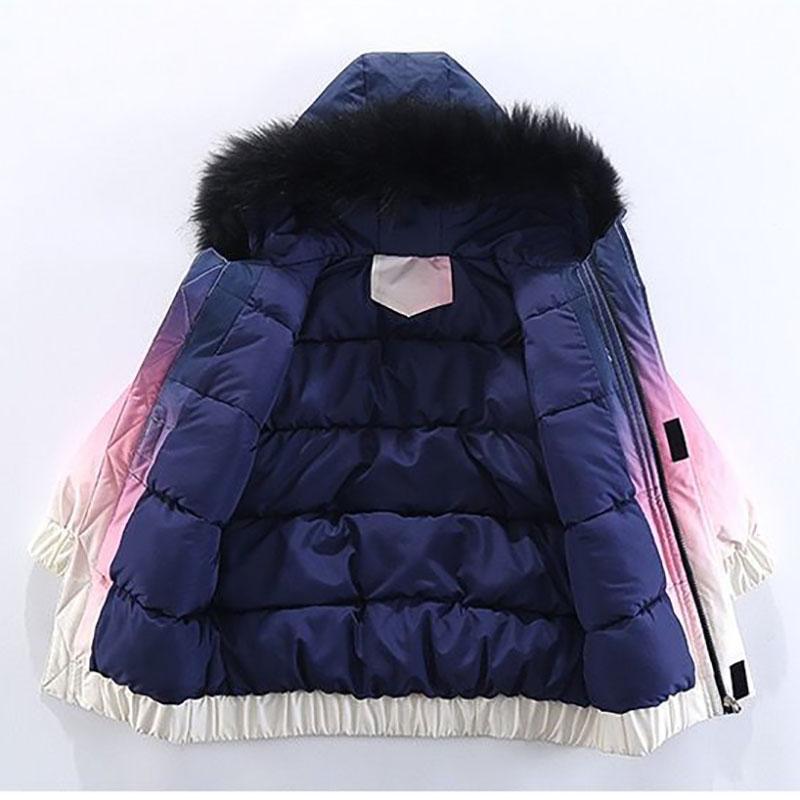 Girls' Warm Cotton Coat Winter Clothing Plus Velvet Thickening Girls Windproof Padded Jacket