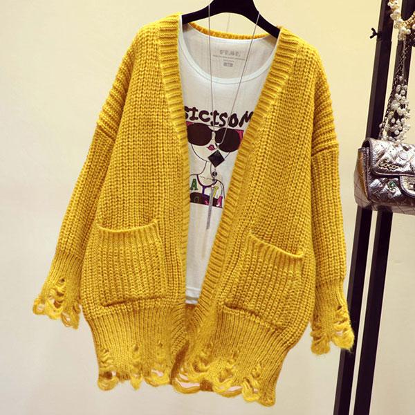 Loose Plus Size Knitted Cardigan Sweater Women's Wild Solid Color Sweater Sweater Women