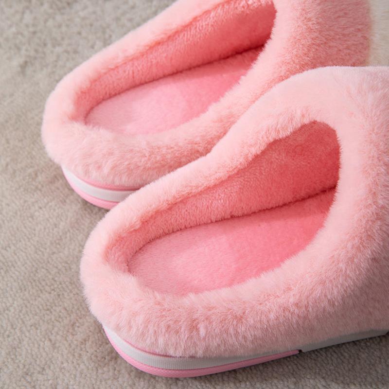 Winter Slippers Women Furry Thick Fleece Warm Men Plus Size Slides Straps Home Indoor Casual Slippers Cotton Shoes