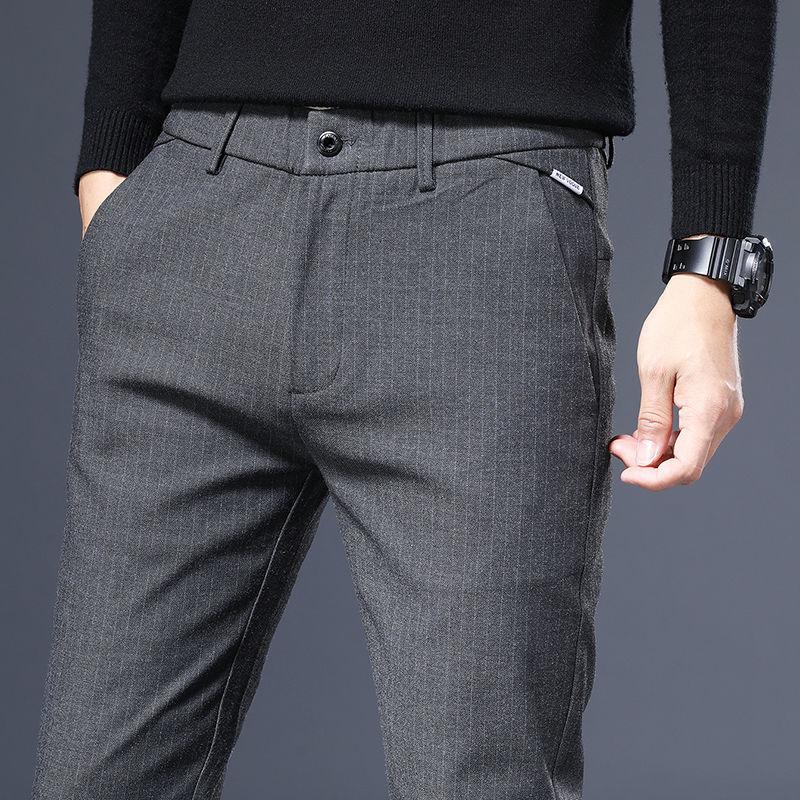 Spring and Summer New Striped Casual Pants Men's Summer Straight Elastic Waist Small Trousers