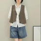 Spring and Summer Loose Cotton Waistcoat Cardigan Women's Air-conditioning Shirt Thin Vest Coat
