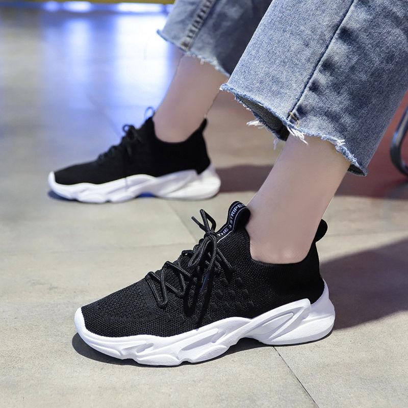 Flat Bottom Running Shoes Women All-match Flying Weaving Shoes Summer Sports Shoes Women's Breathable Leisure