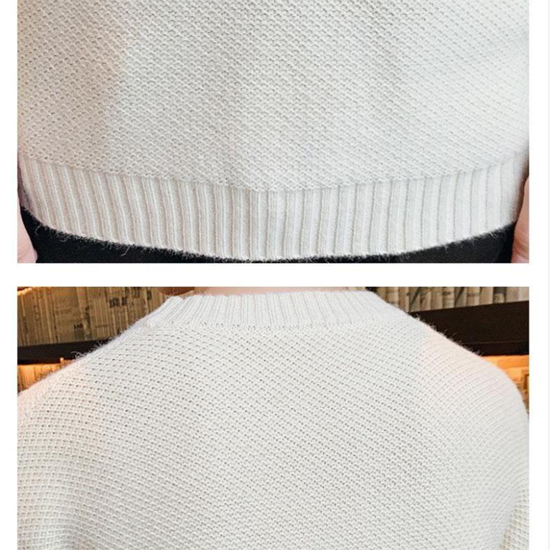 Autumn/winter Sweater Men's Plus Velvet Thick Warm Knit Sweater Round Neck Fashion Pullover Sweater Suitable for Teenagers