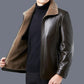 Young Men's Slim Men's Leather Jacket  Fashion Plus Velvet Thick Lamb Wool Jacket