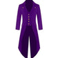 Men Solid Color Tuxedo V-neck Flocked Robe Fake 2 Pcs Button Coat Casual Slim Windbreaker Long Over The Knee