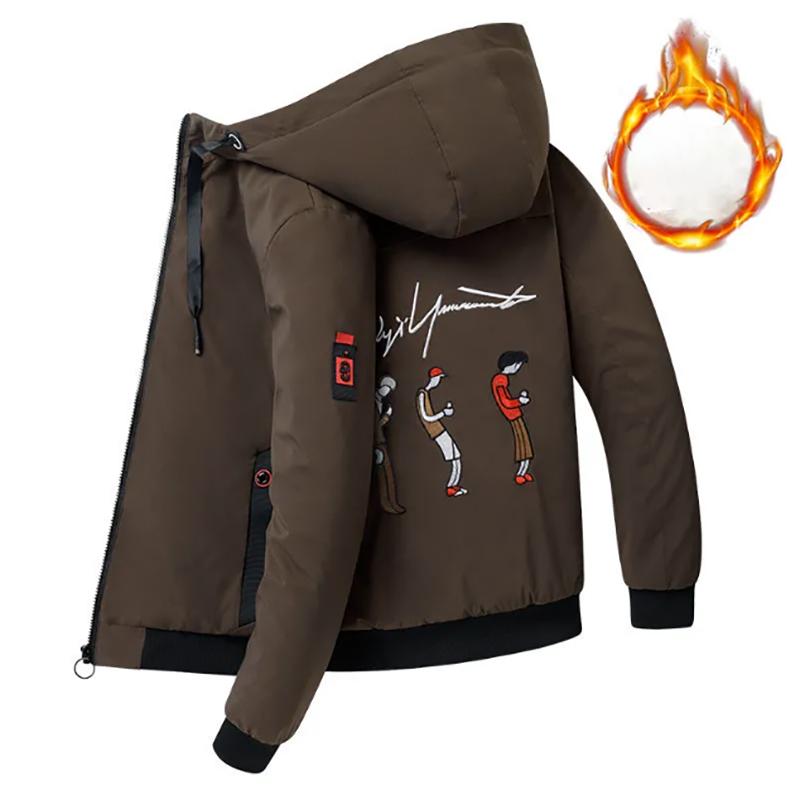 Men's Autumn and Winter Cotton Jacket Plus Velvet Padded Warmth for Young Men Korean Style Slim Jacket