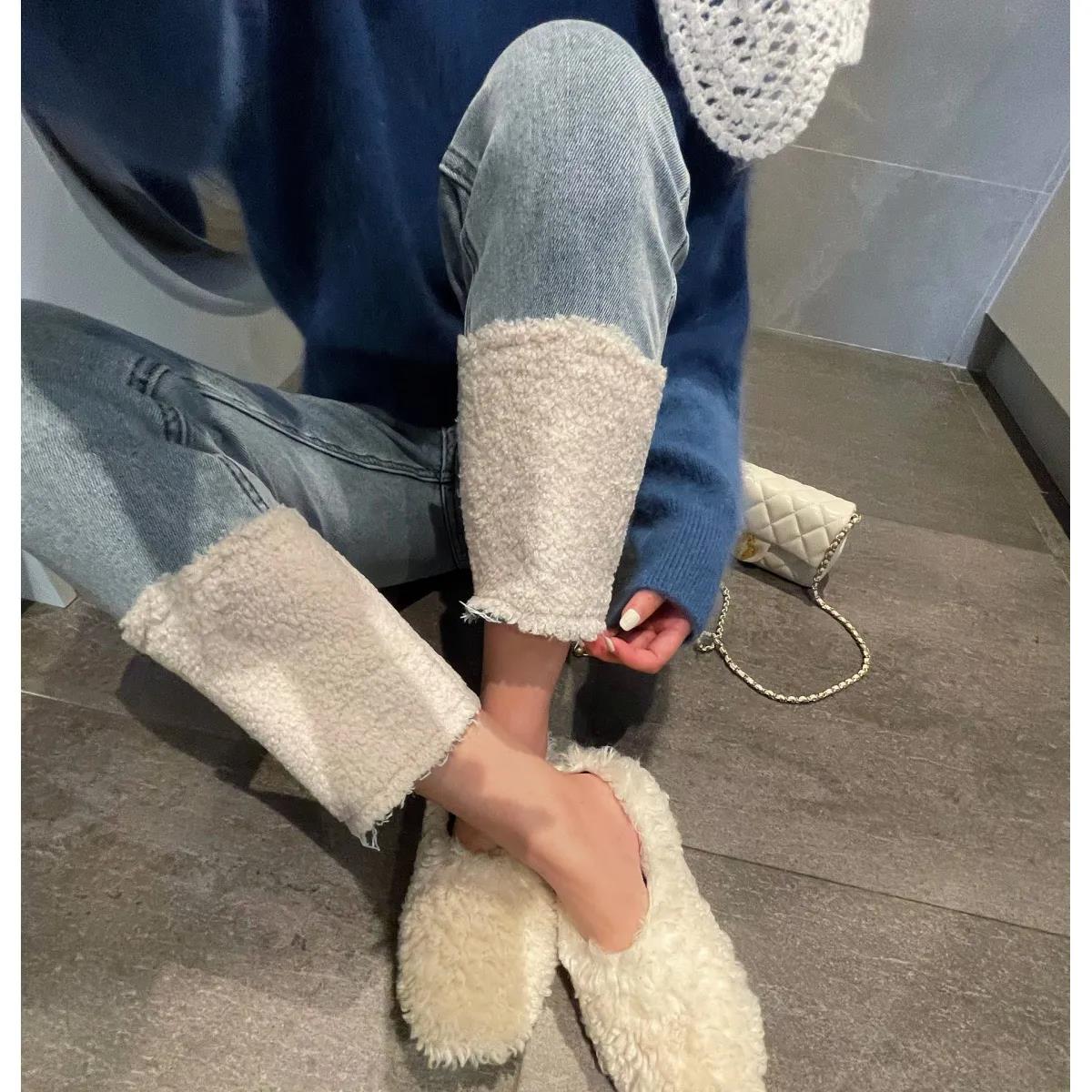 Plus Velvet Thickened Jeans Female Autumn and Winter Models Fashion High Waist Display Slim Pants Flap Stitching Nine Points Straight Pants