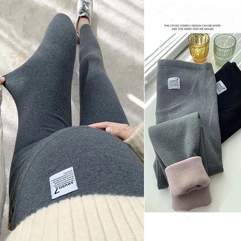 Pregnant Women's Pants In Winter Wear Thickened Plush Leggings Pregnant Women's Clothes Autumn and Winter Warm Cotton Pants Winter Clothes