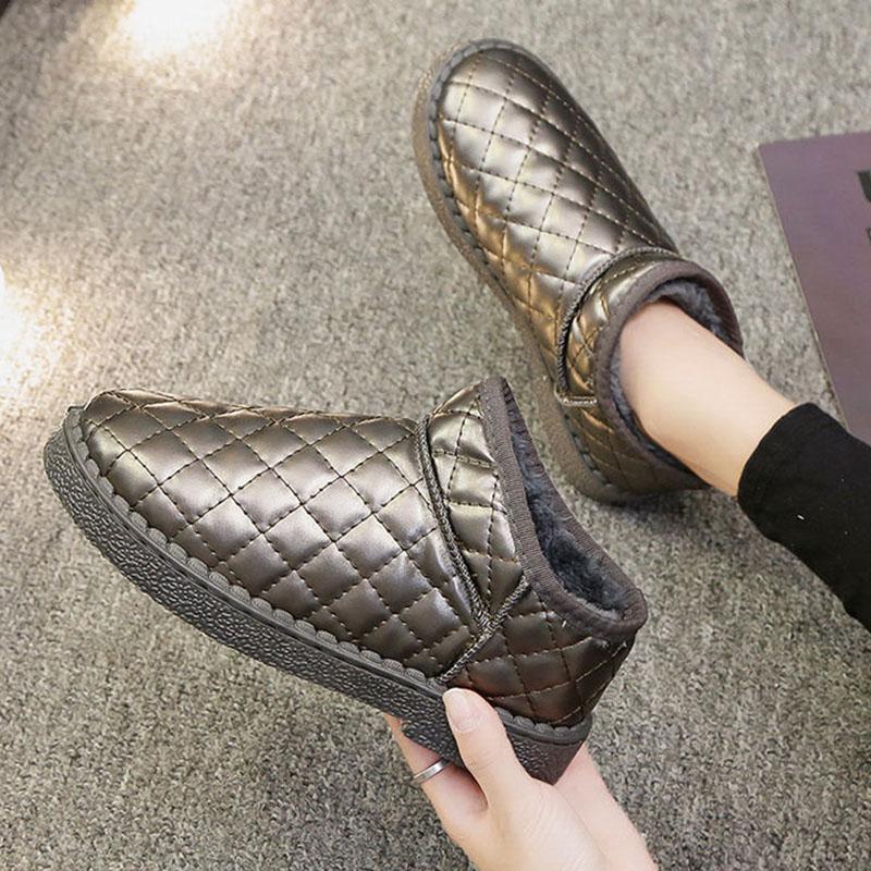 Women's Snow Boots Winter Warm Plus Velvet Flat Shoes Waterproof Non-slip Warm Ankle Boot Short Boots