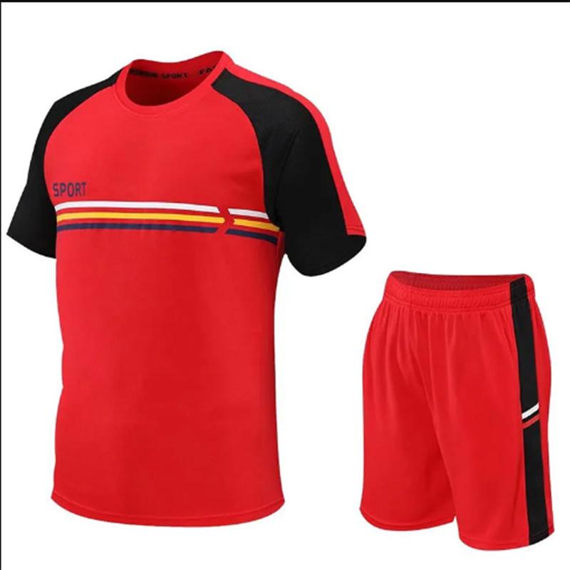 Sports Suit Men's Quick-drying Running Suit Two-piece Football Training Suit Summer Fitness Breathable Loose Short-sleeved Short