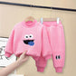 Children's Suit Autumn and Winter Boys and Girls Plus Velvet Suit Casual Two-piece Pure Color Loose Embroidery Sets