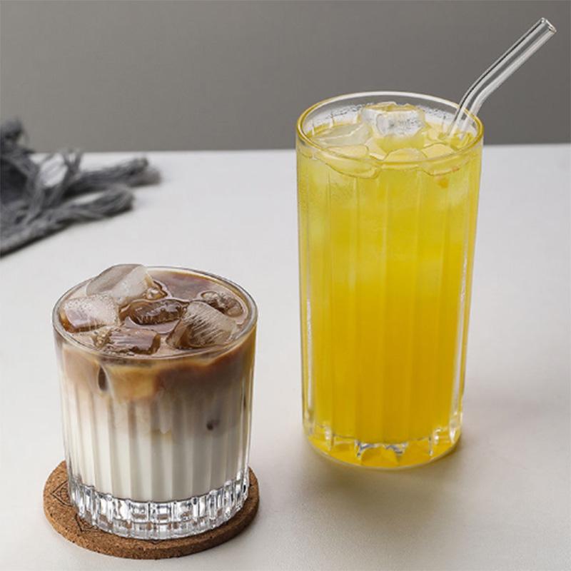 Ins Cafe Iced American Latte Cup Iced Mocha Classic Retro Drink Ice Hockey Striped Glass