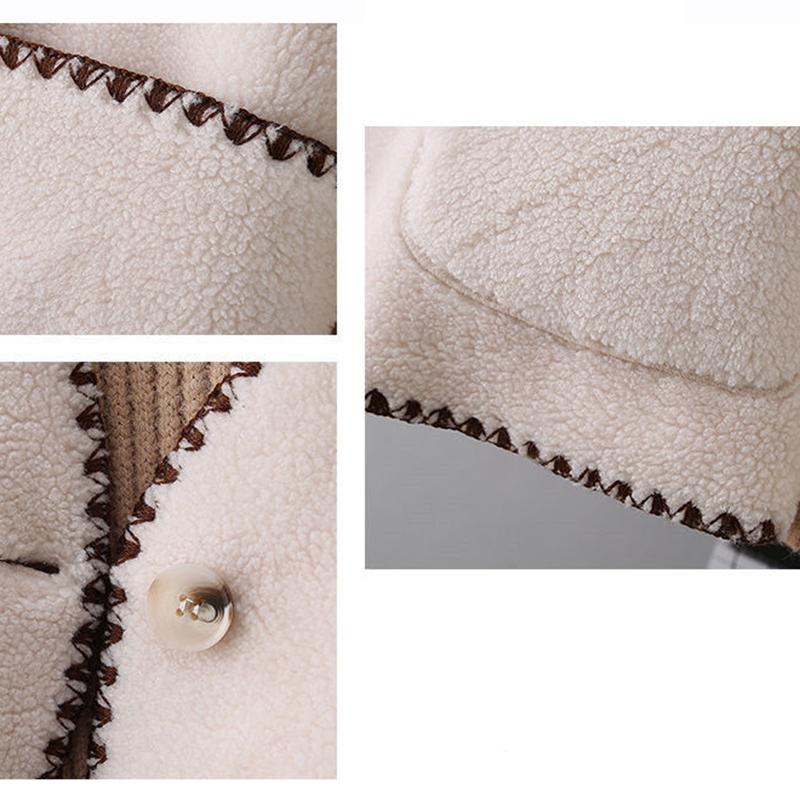 Lamb Plush Vest Female Autumn and Winter Temperament Outer Wear Fur Waistcoat Vest Vest V-neck Sleeveless Button Jacket