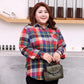Large Size 150kg Wearable Pink Plaid Shirt Women Loose Brushed Shirt Casual Lapel Long Sleeve blouses