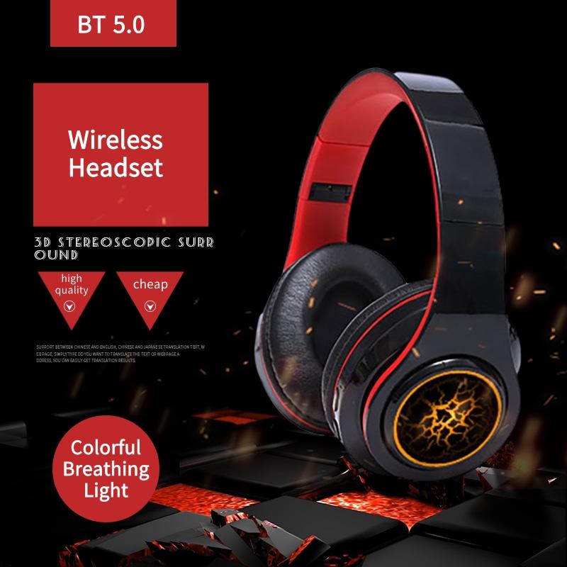 Wilress Headphones Bluetooth 5.0 Gaming Headset Stereo Noise Canceling Sports Headphones with Mic