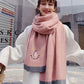 Winter Wool Scarf Korean Version of Wild Embroidery Scarf Thick Warm Wool Knitted Scarf Shawl for Women