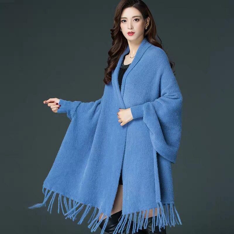 Autumn and Winter Imitation Mink Fleece Sweater Mid-length Cardigan Cheongsam Fashion Cloak