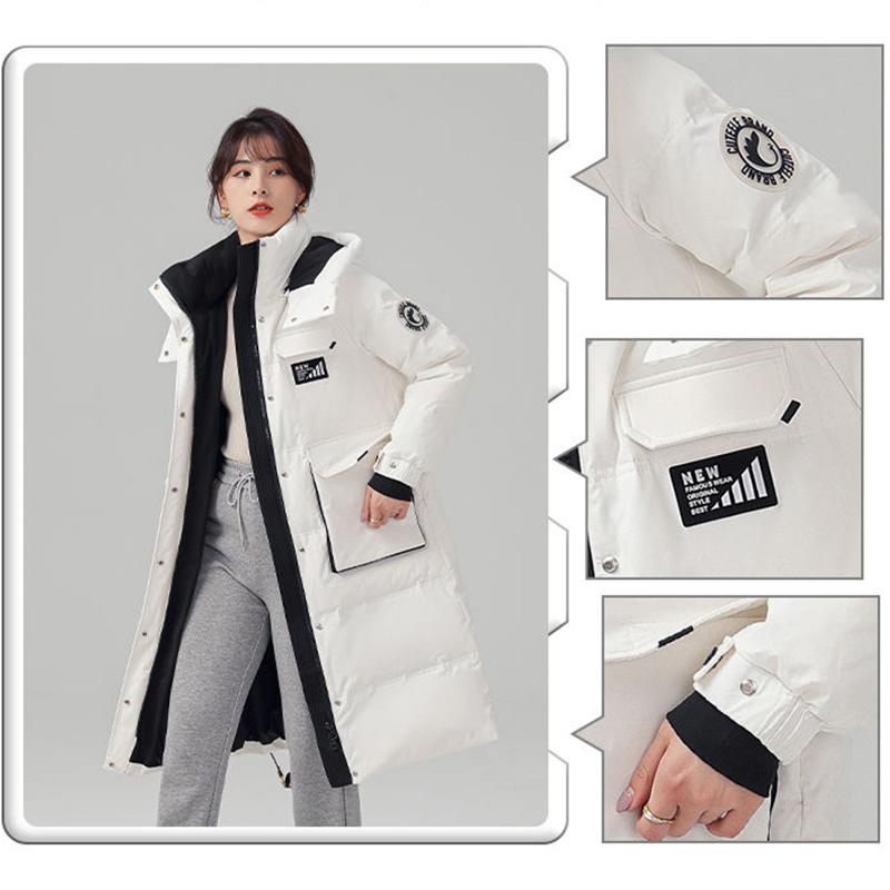 Down Jacket Women's Short Tooling White Duck Down Hooded Warm Pie To Overcome Winter Coat Mid-length Windproof Outdoor Sportswear