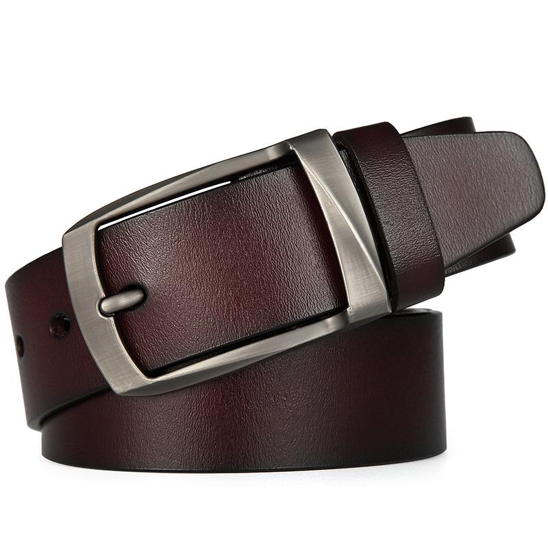 Genuine Leather Belt Men's Leather Casual Belt Waist Strap Alloy Pin Buckle Belt