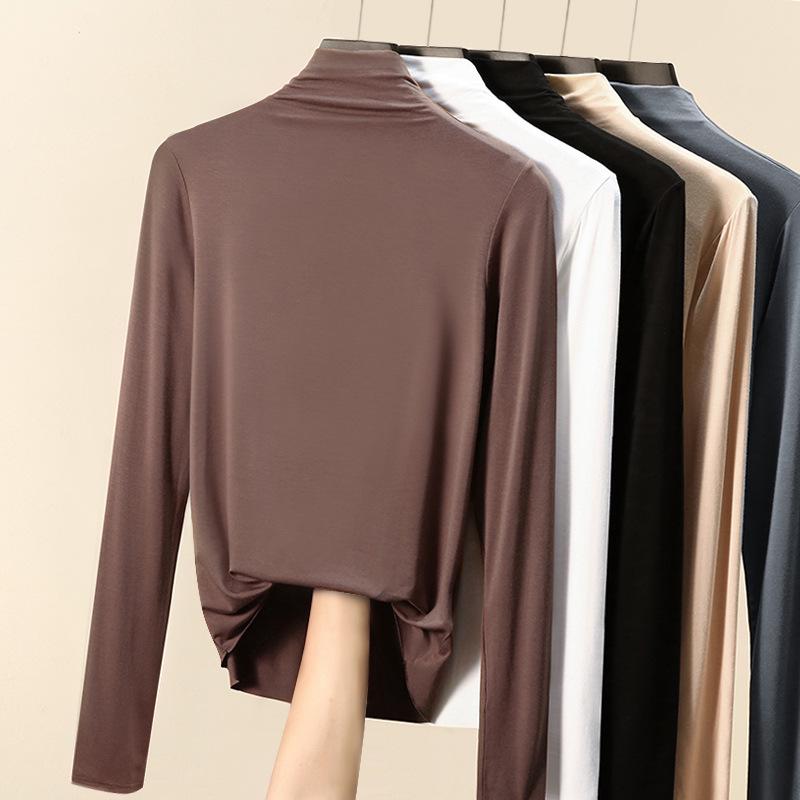 Spring New Women's Half Turtleneck Bottoming Shirt with A Slim Plus Size Top