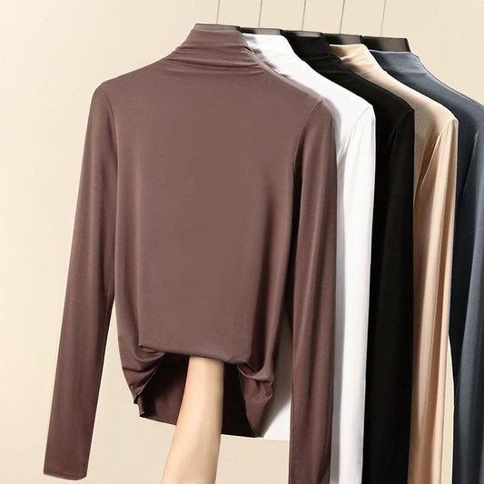 Spring New Women's Half Turtleneck Bottoming Shirt with A Slim Plus Size Top