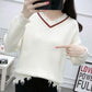 Fringed Loose Knit Women's Spring and Autumn Harajuku Student Bottoming Shirt V-neck Pullover Sweater