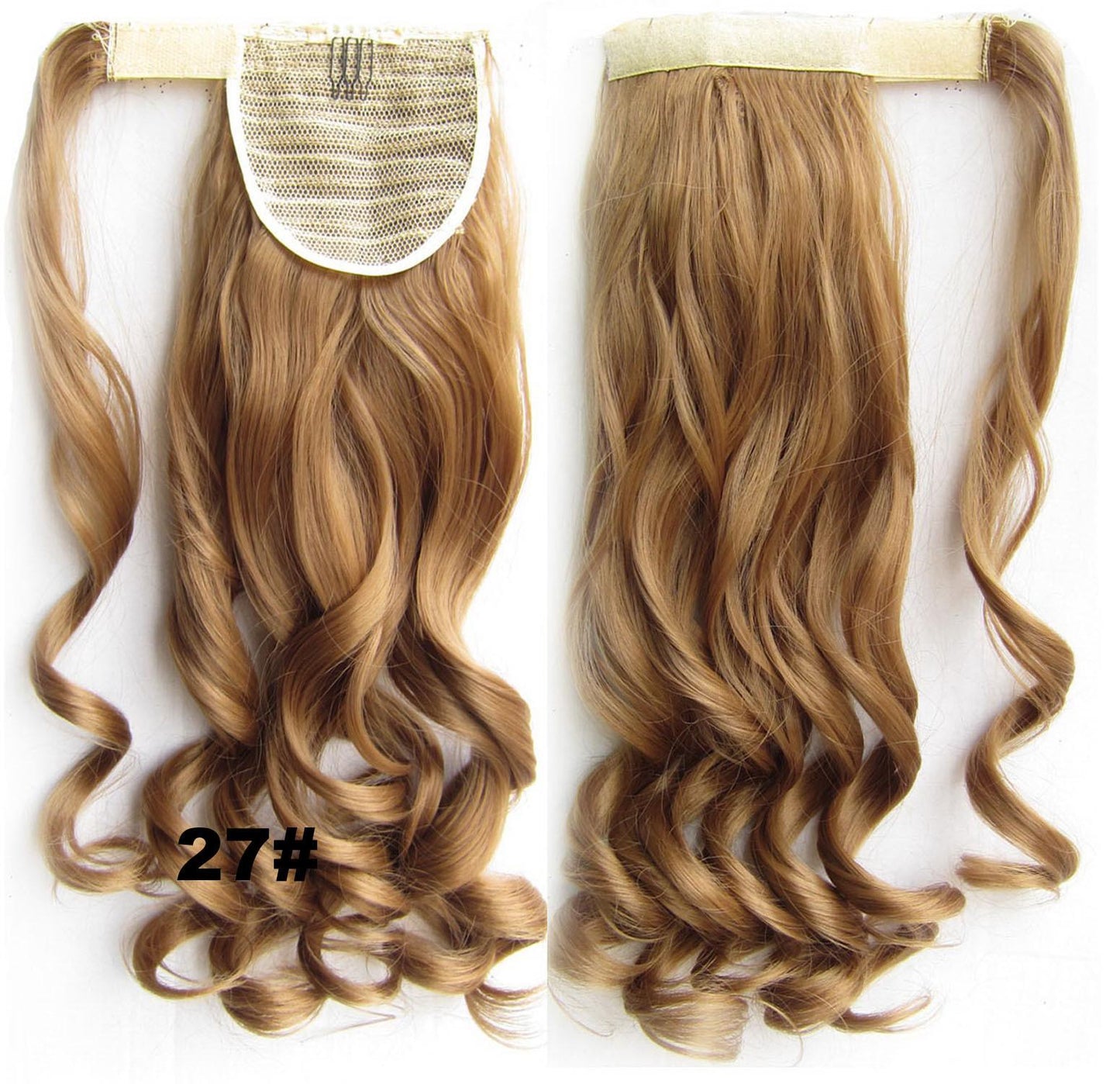 24" Long Wavy Wrap Around Clip In Ponytail Hair Extension Synthetic Natural Blonde Wave Pony Tail