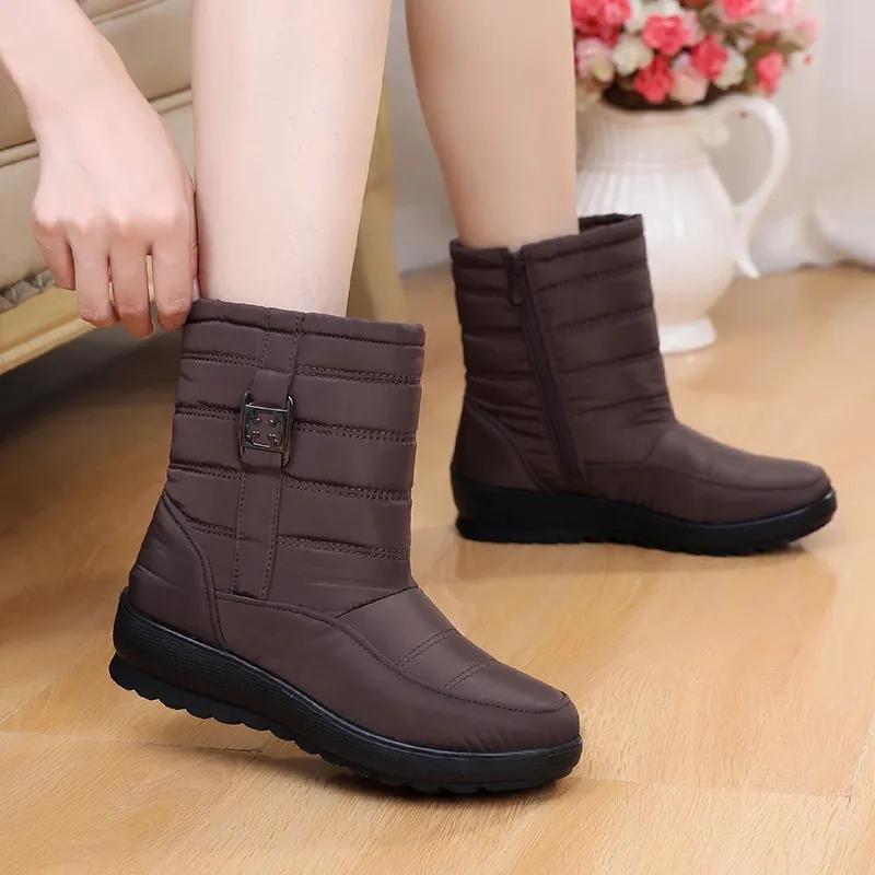 Women Snow Boots Winter Shoes Waterproof Ankle Boots Non Slip Shoes Side Zipper Plus Size Booties 35-43 Plush Warm Thick Fur Cotton