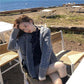Pofulove Women's Autumn Winter Knit Cardigan Jacket Women Loose Students V-neck Cardigan Sweater