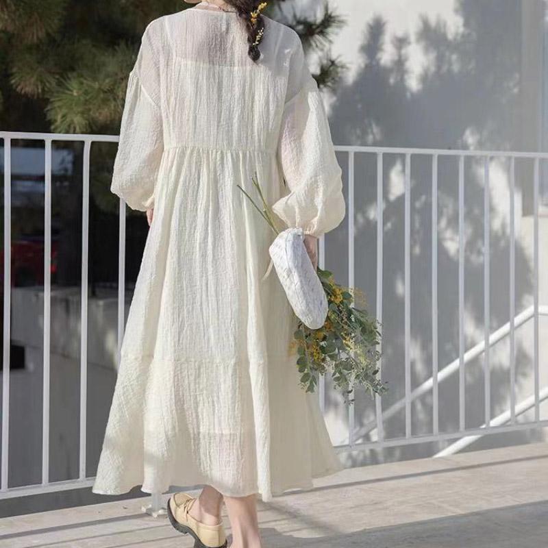 Summer Dress Vintage Sexy Lantern Sleeve Mid-Calf Dress Beach Bohemian Women'Summer Sundress Casual Plus Size