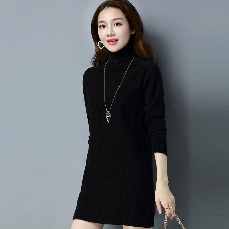 Women's Sweater 2021 Autumn and Winter New Sweater Women Pullover Korean Turtleneck Knitwear Loose Mid-length Trending Sweater