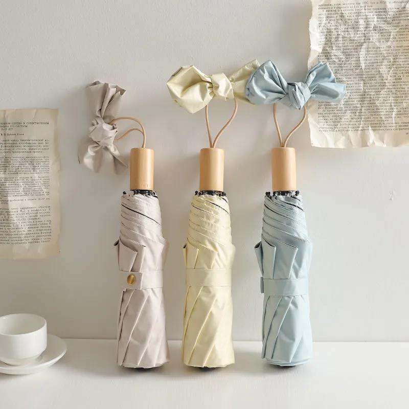 French Retro Umbrella Folding Sun and Rain Dual-use Sun Umbrella Sunscreen and UV Protection Female Minimalist Abstinence Ins Wind