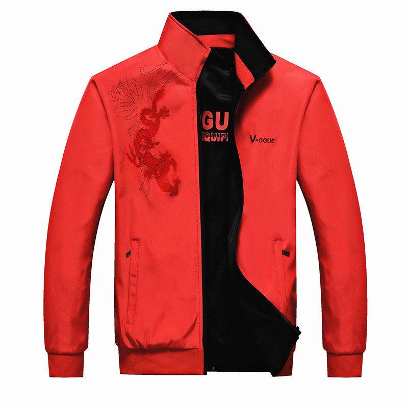 Autumn Men Jacket Coat Stand Collar Casual Sportwear Solid Zipper Outwear Bomber Jacket Male Coats