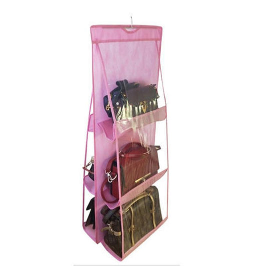 Bag Storage Hanging Bag Cloth Art Household Dust Bag 6 Grid Hanging Bag Wall-mounted Wardrobe Storage and Finishing Dormitory Artifact