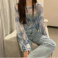 Tie-dye Sunscreen Women's Wear Loose Mesh See-through Thin Long-sleeved T-shirt