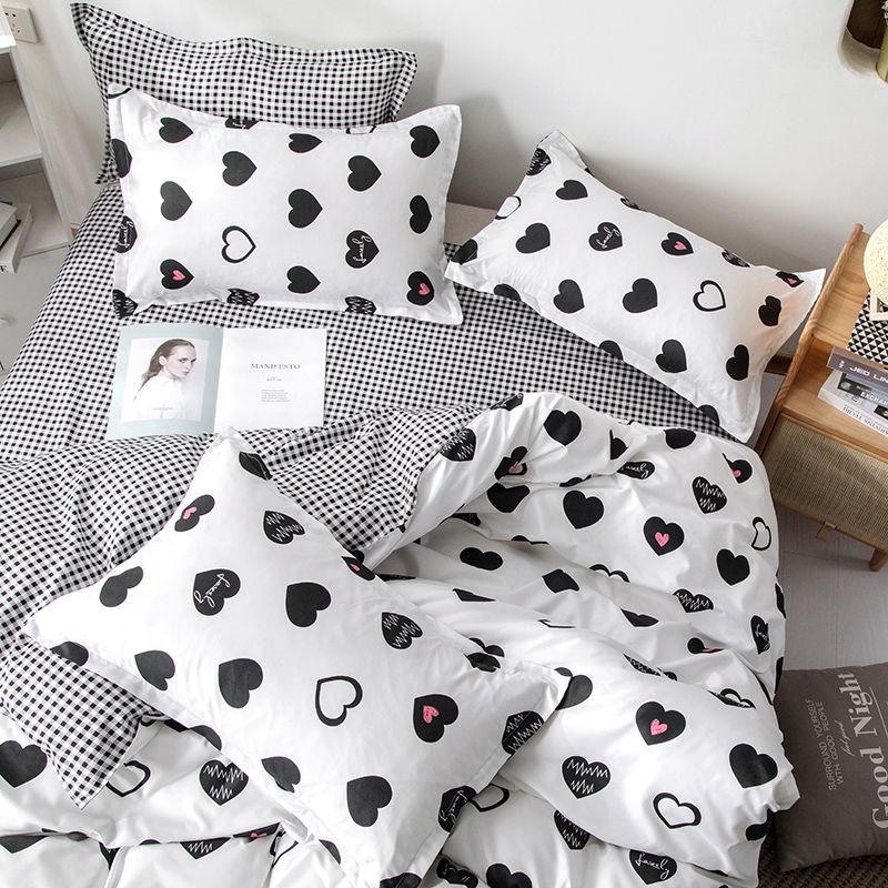 Net Celebrity Four-piece Bedding Cartoon Bed Linen Quilt Sanding Three-piece Student Bedding