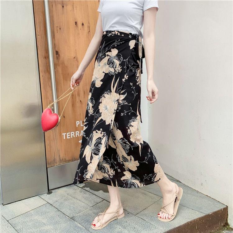 Women Boho Long Skirt Summer Beach Ladies Casual Skirts Floral Chiffon Tutu Skirt One-piece Skirt
