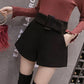 Women Wool Shorts High Waist Wide Leg Shorts Ladies Elegant Woolen Shorts Autumn Winter Bottoms