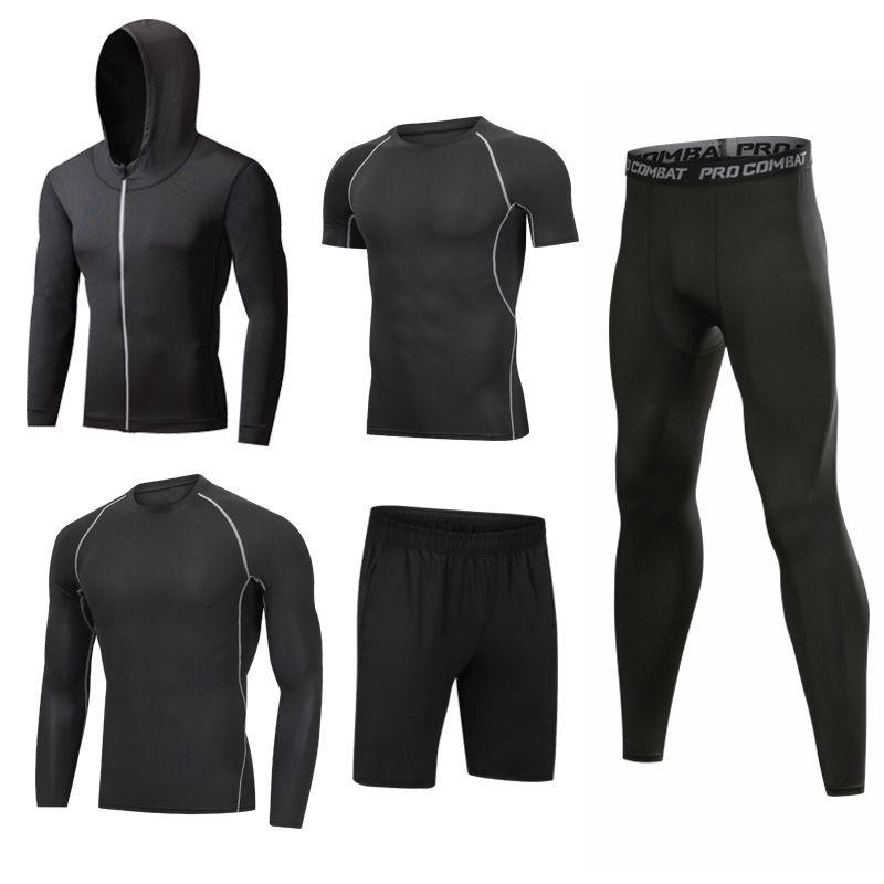 5pcs Men's Gym Workout Sports Suit Fitness Compression Clothes Running Jogging Sport Wear Workout