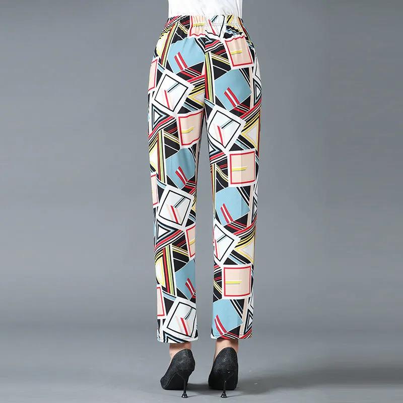 Summer Thin Cropped Trousers Large Size Stretch Straight Leg Pants Women Loose High Waist Casual Pants Women