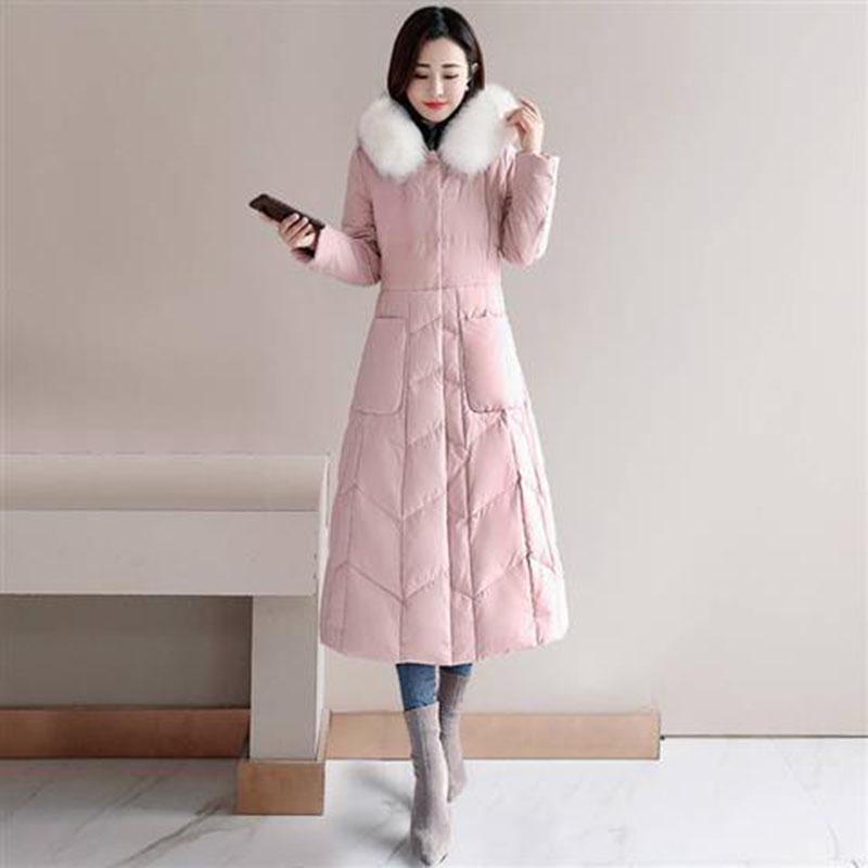 Winter Down Parkas Jacket Woman Big Fur Collar Hooded Down Coat Plus Size Jacket Winter Warm Cotton