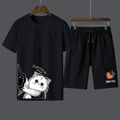 Suit Summer Short-sleeved T-shirt Sports Suit Male Student All-match Youth Casual Five-point Shorts Set