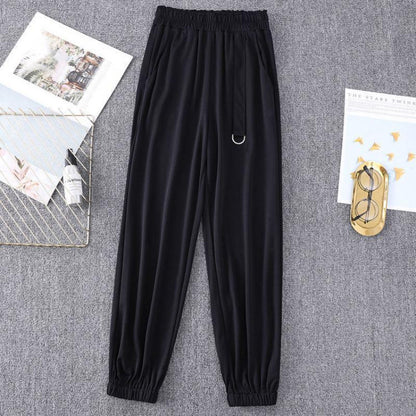 Fat Girl Casual Nine-point Pants Spring and Summer Clothes Trendy Loose and Thin Wild Large Size Wide-leg Sports Pants