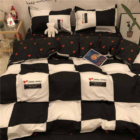 Four-piece Bed Sheet Quilt Cover Washed Cotton Quilt Cover Dormitory Household Daily Necessities