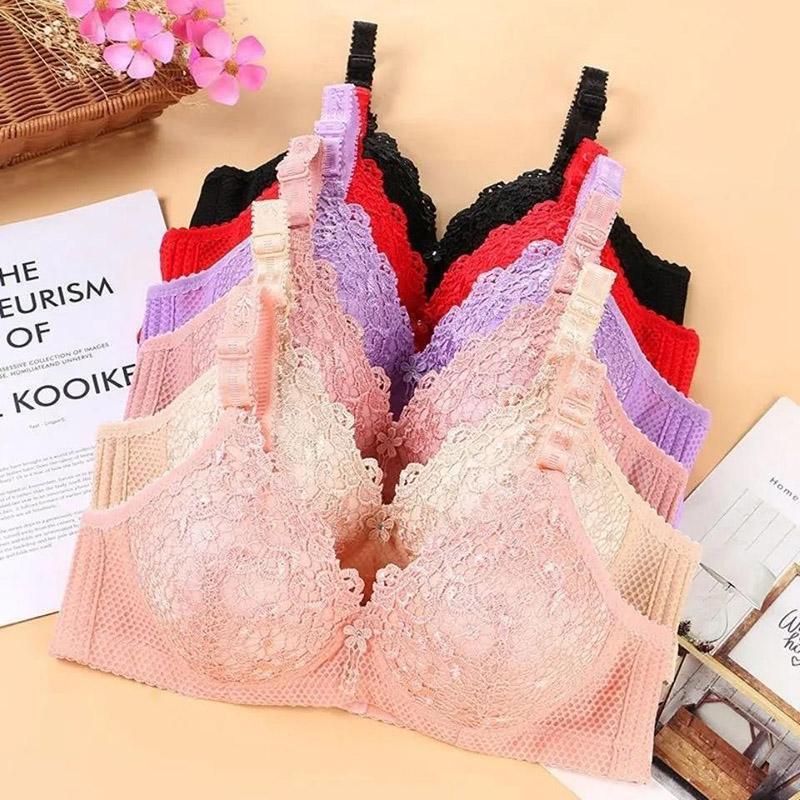 Thin Sexy Beautiful Back Breathable Lace Without Steel Rings Gathering Adjustable Anti-sagging Women's Underwear Bra