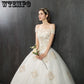 Vestido de noiva ivory and champagne off shoulder sweetheart ball gown lace up wedding dresses