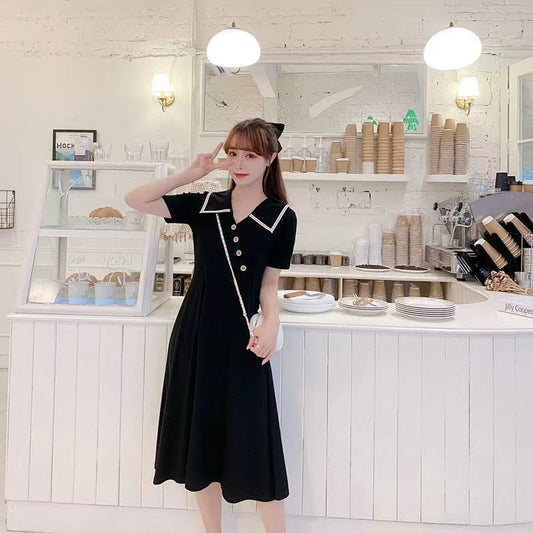 Summer Plus Size Dress Women's Waist Cover Belly French Korean Style Solid Color Midi Skirt