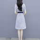 Striped Shirt Chiffon Female Dress A-line Printed Skirt with Waist and Thin Temperament