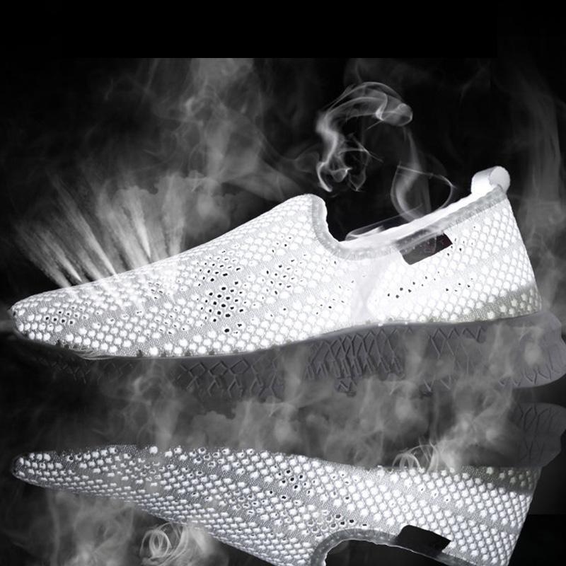 Summer Leisure Mesh Sports Shoes Mesh Hollow Breathable Thin Men's Net Shoes One-step Fitness Lazy Shoes
