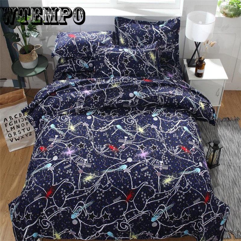 3D Bedding Sets Universe Outer Space Blue Galaxy Quilt Duvet Cover Bed Sheet Sell Pillowcase